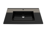 BOCCHI Ravenna 32" Rectangle Wallmount Fireclay Bathroom Sink, Black, Single Faucet Hole, 1113-005-0126