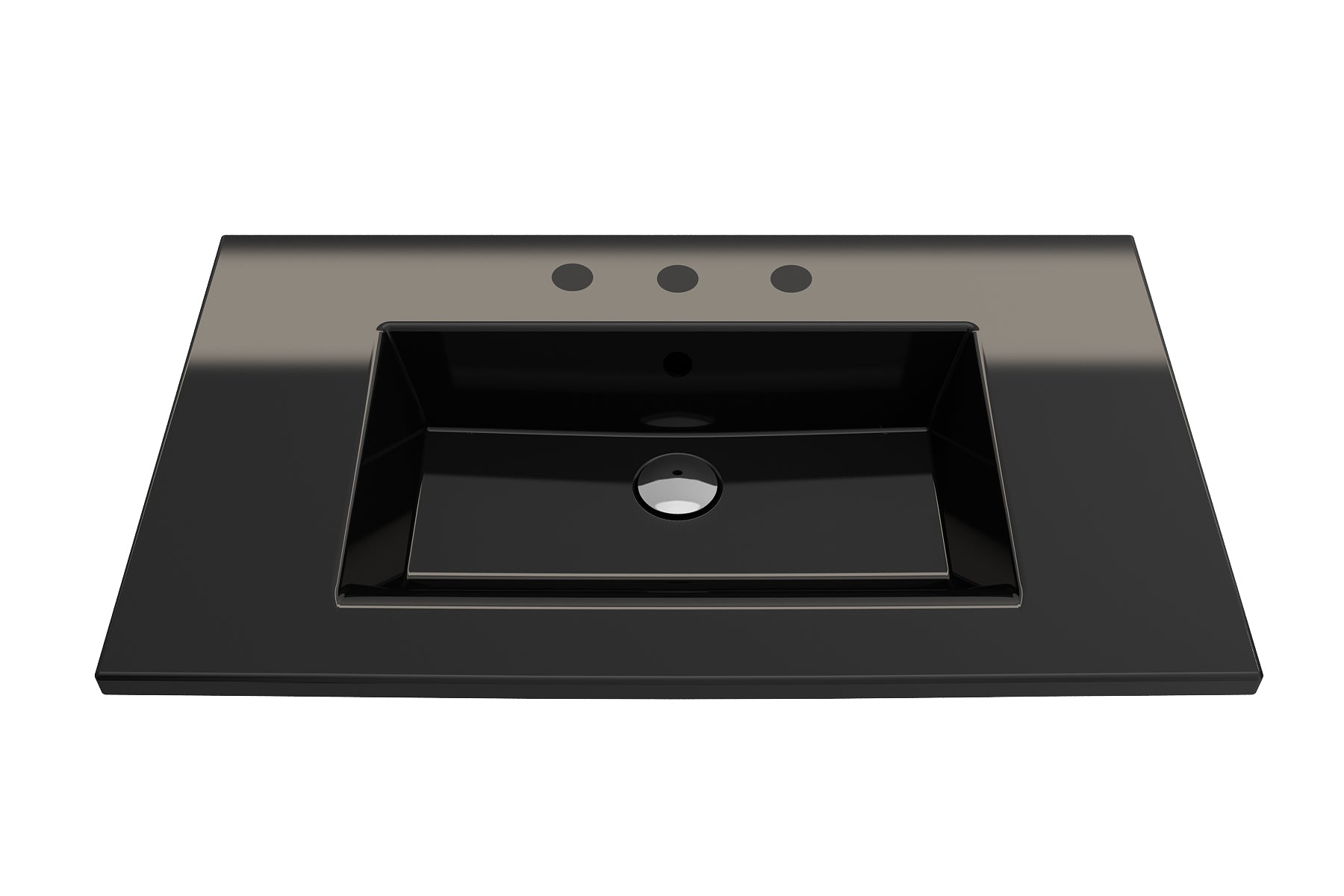 BOCCHI Ravenna 32" Rectangle Wallmount Fireclay Bathroom Sink, Black, 3 Faucet Hole, 1113-005-0127
