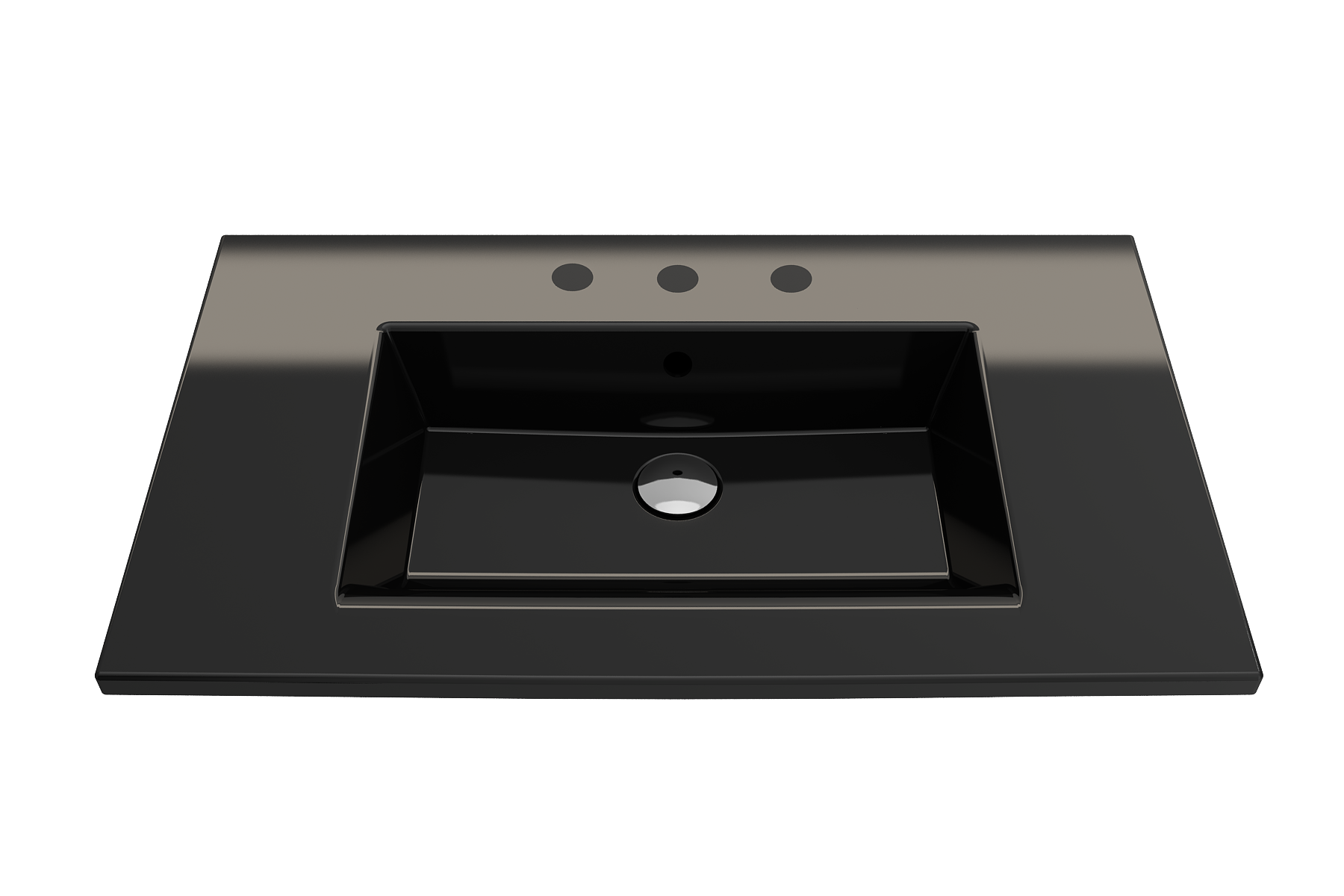 BOCCHI Ravenna 32" Rectangle Wallmount Fireclay Bathroom Sink, Black, 3 Faucet Hole, 1113-005-0127
