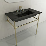BOCCHI Ravenna 32" Rectangle Wallmount Fireclay Bathroom Sink, Black, 3 Faucet Hole, 1113-005-0127