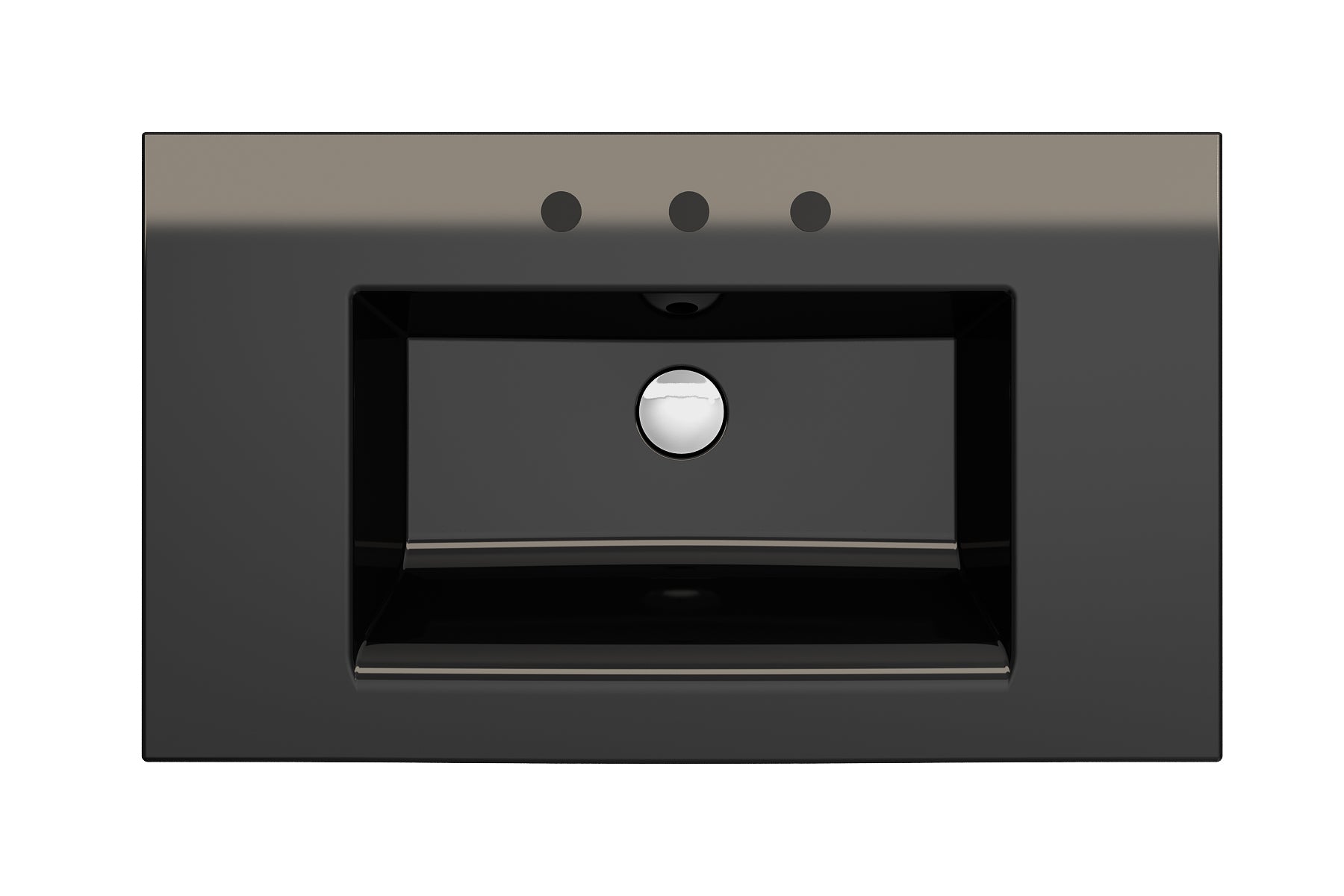 BOCCHI Ravenna 32" Rectangle Wallmount Fireclay Bathroom Sink, Black, 3 Faucet Hole, 1113-005-0127