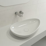 BOCCHI Etna 23" Palette Shaped Vessel Fireclay Bathroom Sink, White, 1114-001-0125