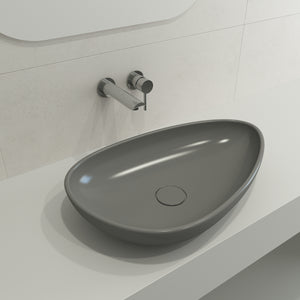 Alternate Image for BOCCHI Etna 23" Palette Shaped Vessel Fireclay Bathroom Sink, Matte Gray, 1114-006-0125