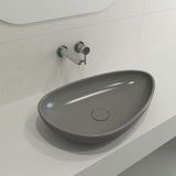 BOCCHI Etna 23" Palette Shaped Vessel Fireclay Bathroom Sink, Matte Gray, 1114-006-0125