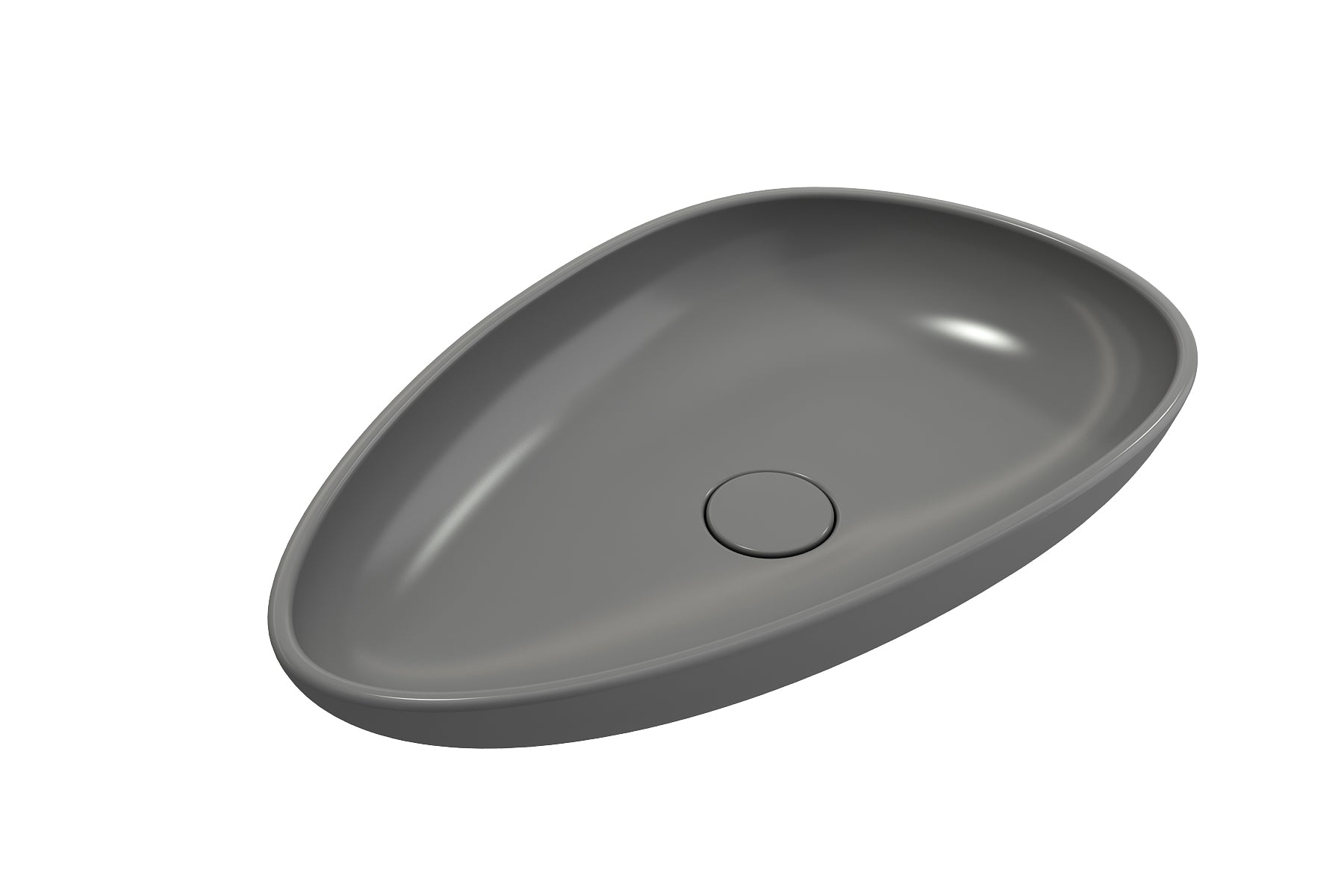 BOCCHI Etna 23" Palette Shaped Vessel Fireclay Bathroom Sink, Matte Gray, 1114-006-0125