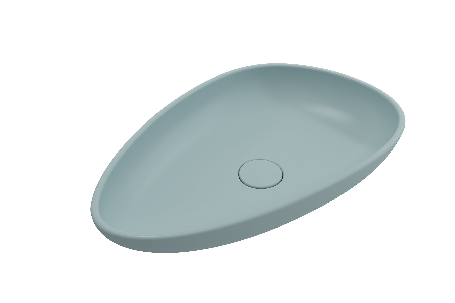 BOCCHI Etna 23" Palette Shaped Vessel Fireclay Bathroom Sink, Matte Ice Blue, 1114-029-0125