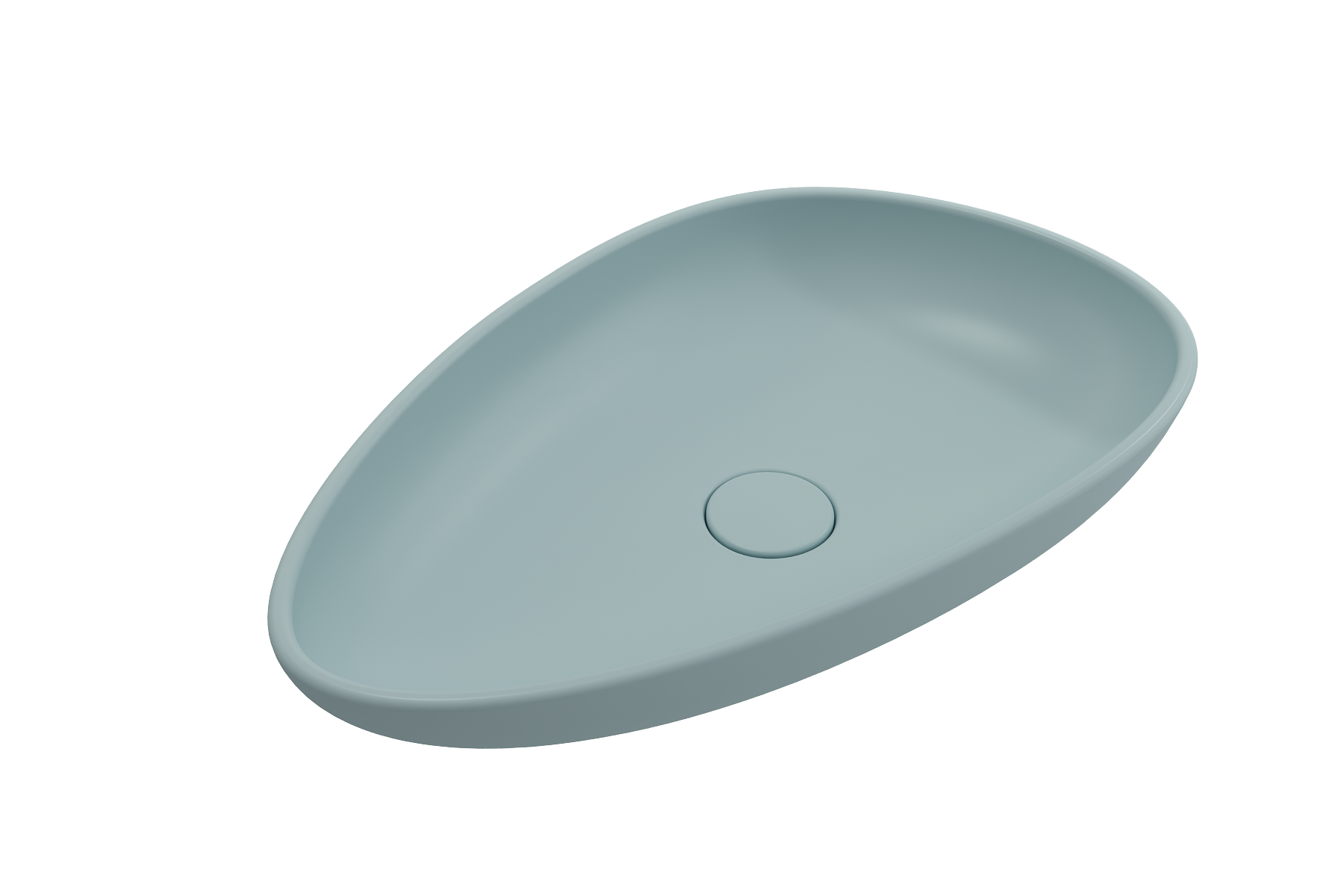 BOCCHI Etna 23" Palette Shaped Vessel Fireclay Bathroom Sink, Matte Ice Blue, 1114-029-0125