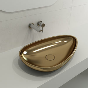 Alternate Image for BOCCHI Etna 23" Palette Shaped Vessel Fireclay Bathroom Sink, Matte Gold, 1114-403-0125