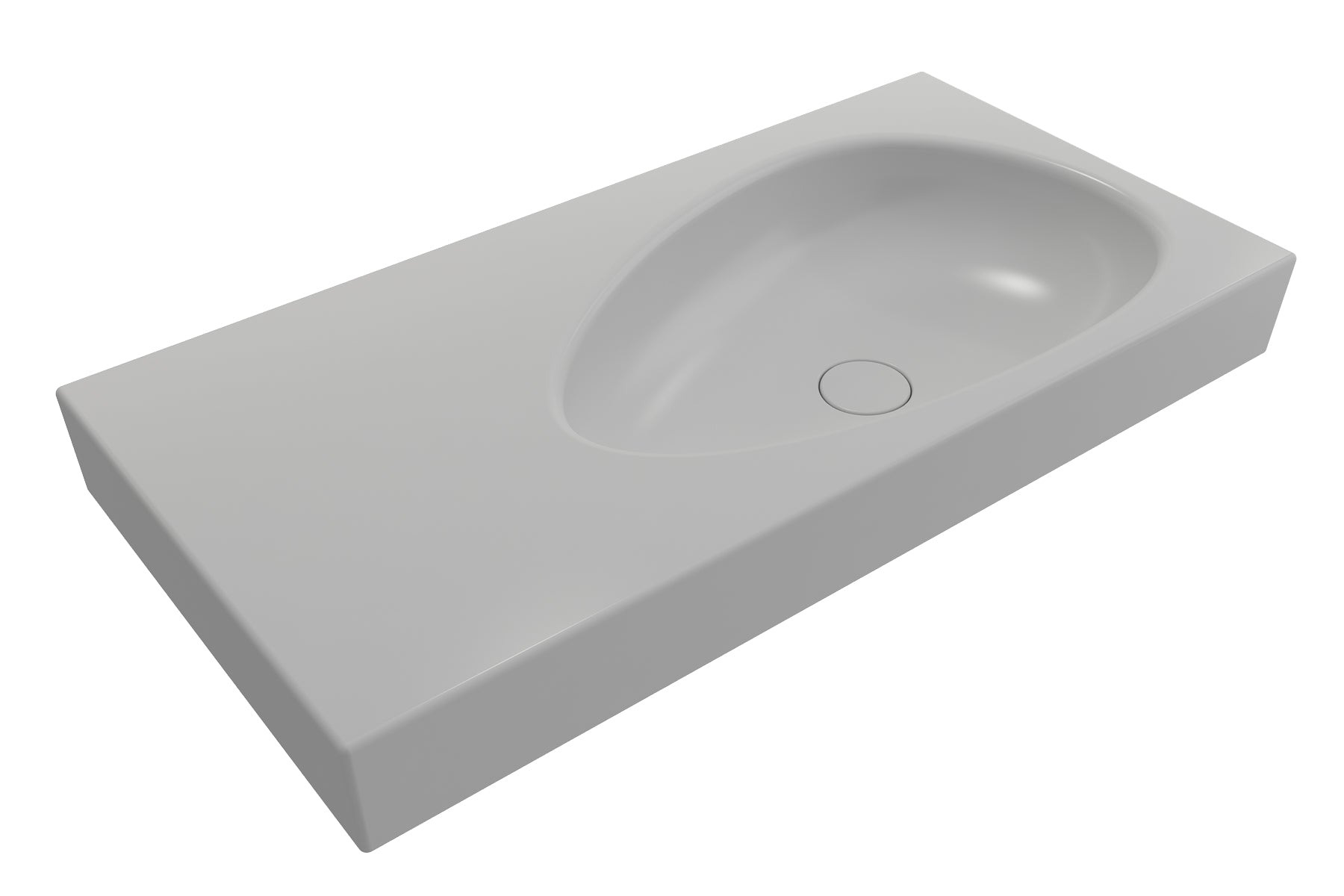 BOCCHI Etna 36" Palette Shaped Wallmount Fireclay Bathroom Sink, Matte White, 1115-002-0125
