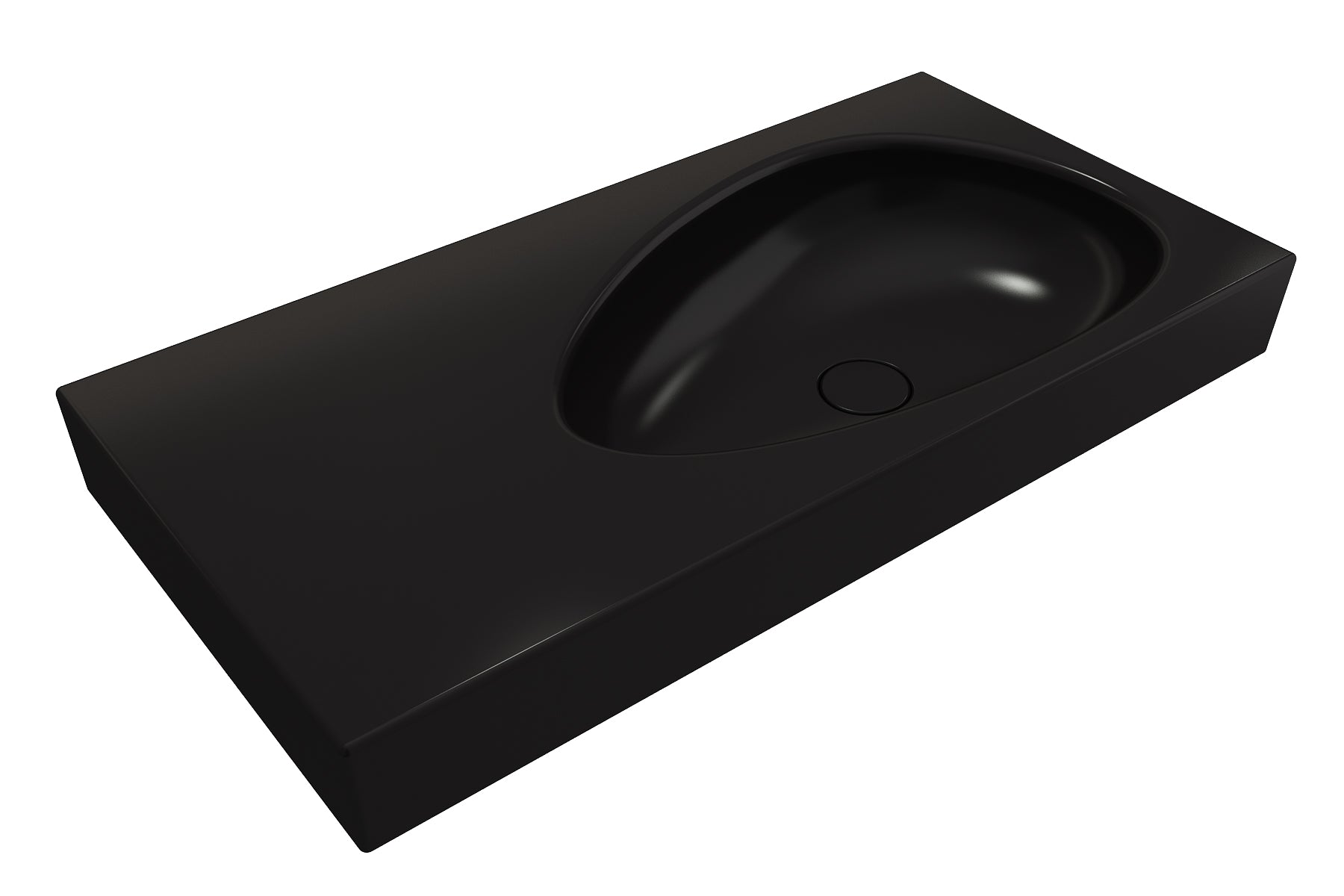 BOCCHI Etna 36" Palette Shaped Wallmount Fireclay Bathroom Sink, Matte Black, 1115-004-0125