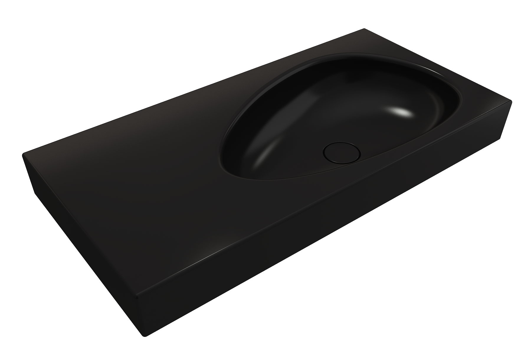 BOCCHI Etna 36" Palette Shaped Wallmount Fireclay Bathroom Sink, Matte Black, 1115-004-0125