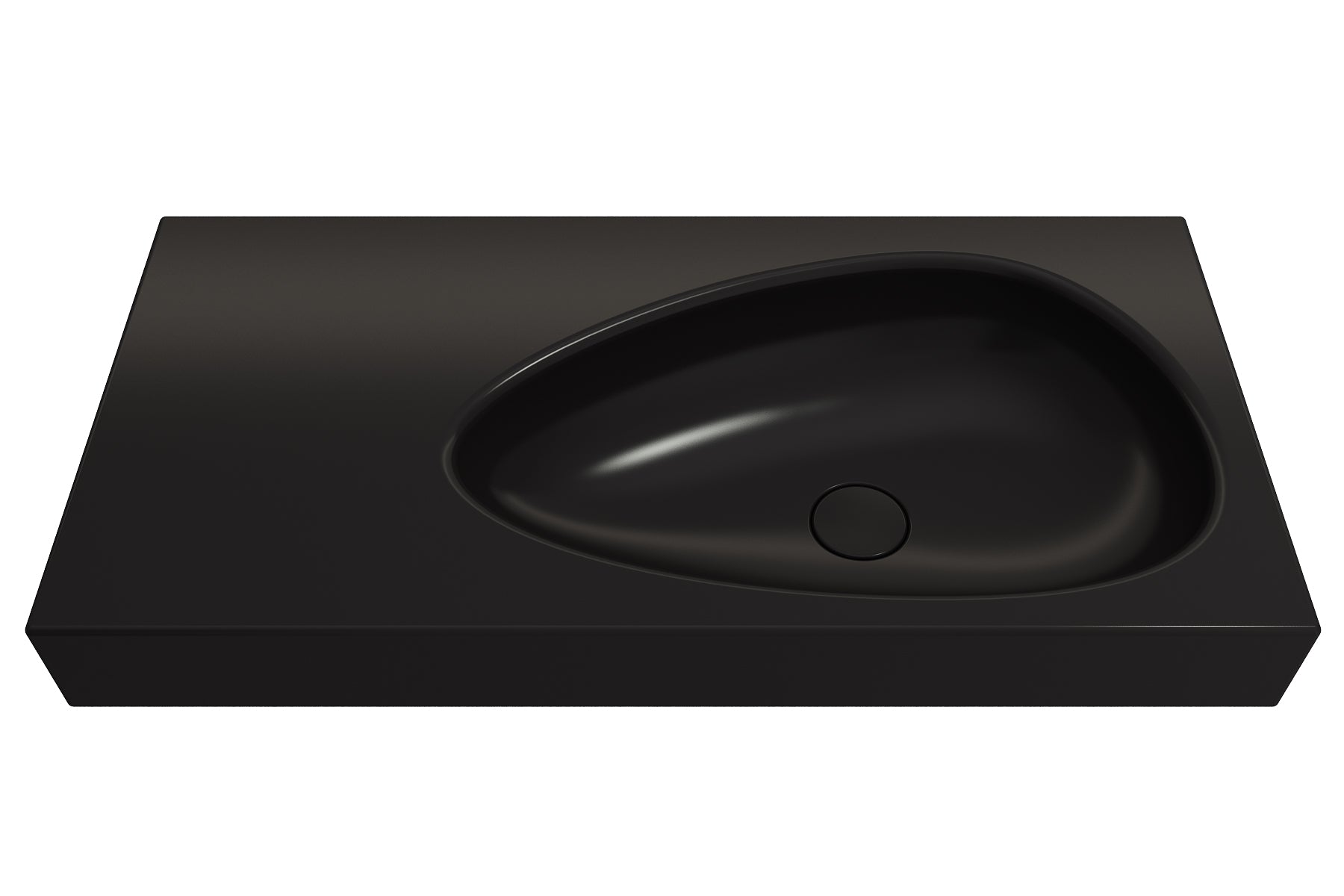 BOCCHI Etna 36" Palette Shaped Wallmount Fireclay Bathroom Sink, Matte Black, 1115-004-0125