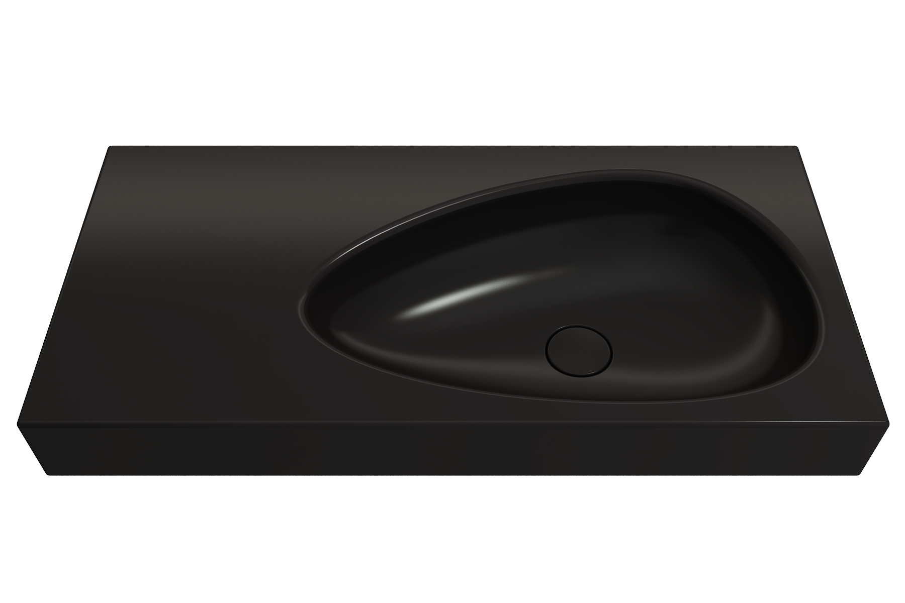 BOCCHI Etna 36" Palette Shaped Wallmount Fireclay Bathroom Sink, Matte Black, 1115-004-0125