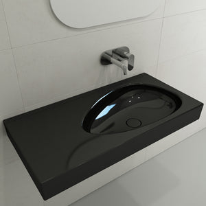 Alternate Image for BOCCHI Etna 36" Palette Shaped Wallmount Fireclay Bathroom Sink, Black, 1115-005-0125