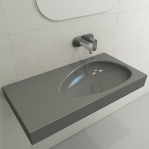 Alternate Image for BOCCHI Etna 36" Palette Shaped Wallmount Fireclay Bathroom Sink, Matte Gray, 1115-006-0125