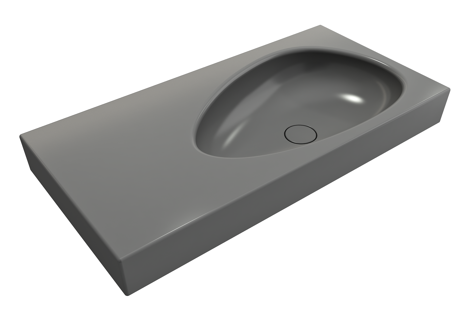 BOCCHI Etna 36" Palette Shaped Wallmount Fireclay Bathroom Sink, Matte Gray, 1115-006-0125