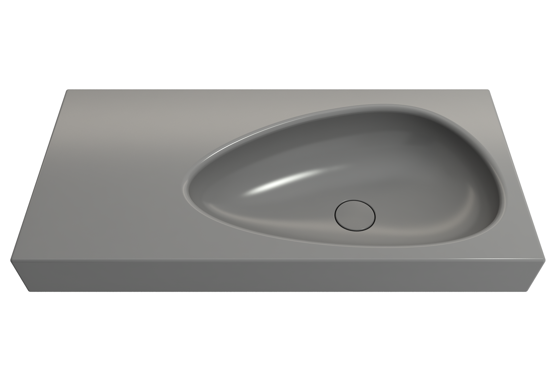 BOCCHI Etna 36" Palette Shaped Wallmount Fireclay Bathroom Sink, Matte Gray, 1115-006-0125
