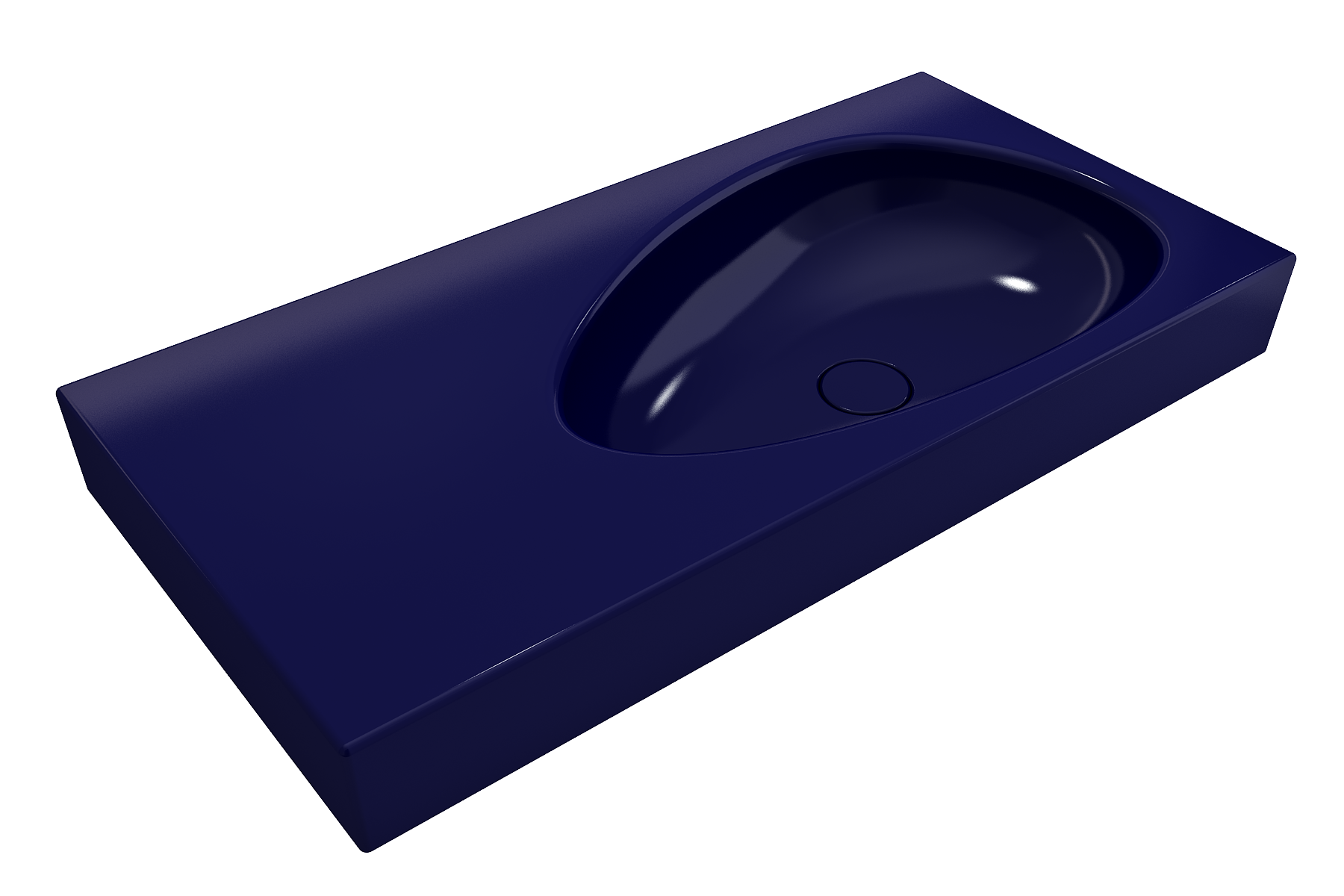 BOCCHI Etna 36" Palette Shaped Wallmount Fireclay Bathroom Sink, Sapphire Blue, 1115-010-0125