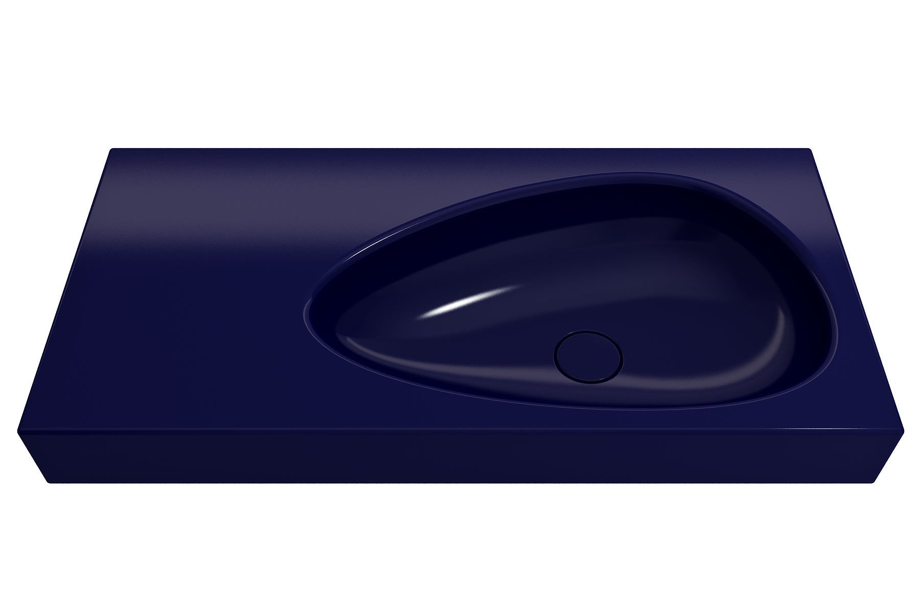 BOCCHI Etna 36" Palette Shaped Wallmount Fireclay Bathroom Sink, Sapphire Blue, 1115-010-0125