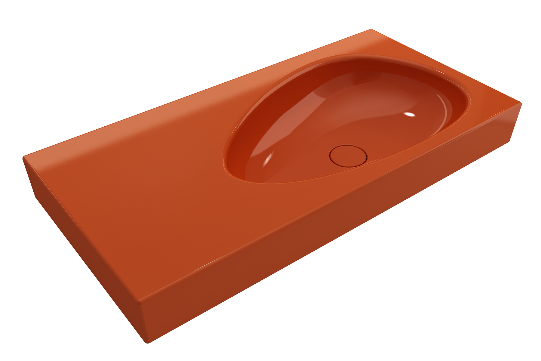 BOCCHI Etna 36" Palette Shaped Wallmount Fireclay Bathroom Sink, Orange, 1115-012-0125