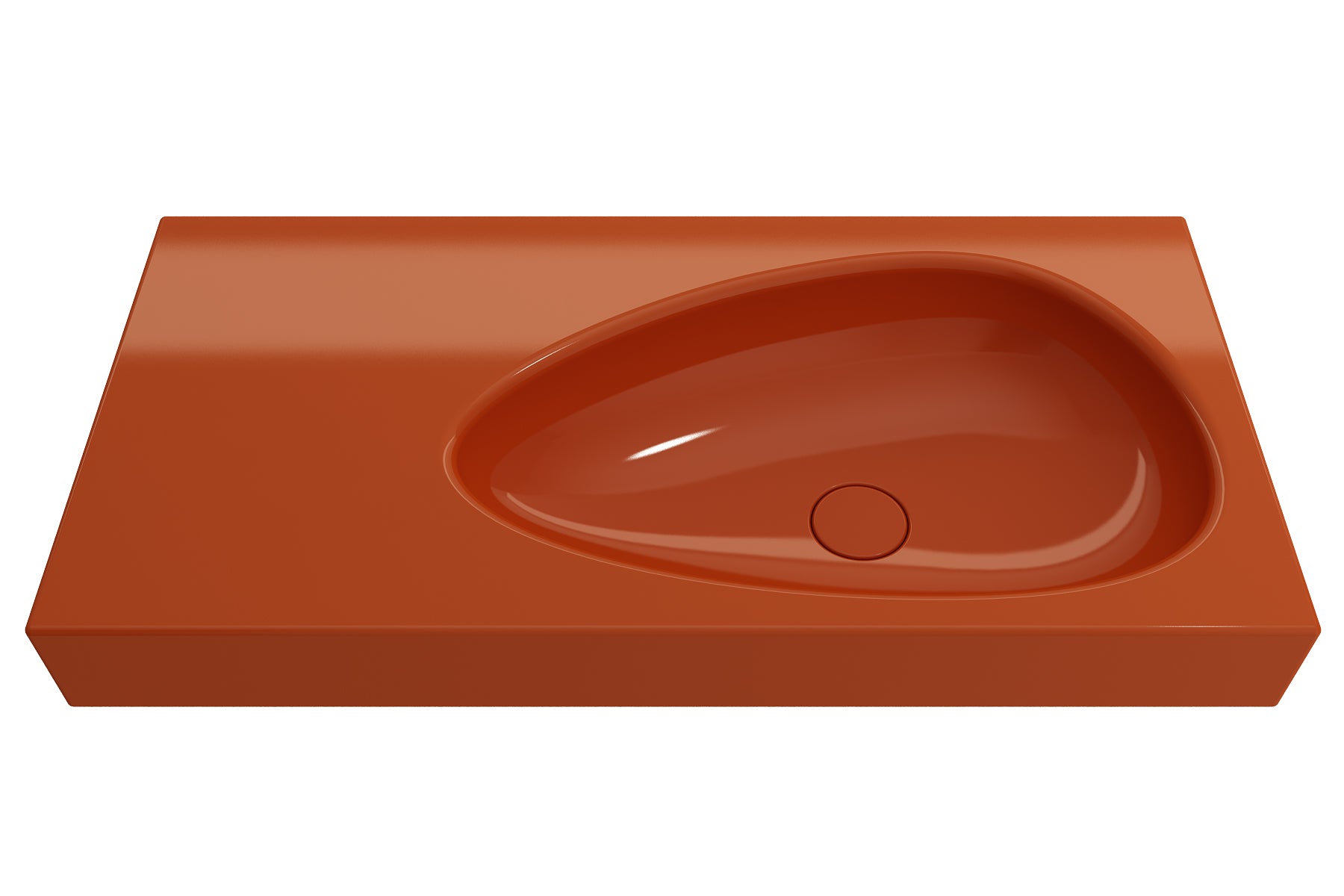 BOCCHI Etna 36" Palette Shaped Wallmount Fireclay Bathroom Sink, Orange, 1115-012-0125