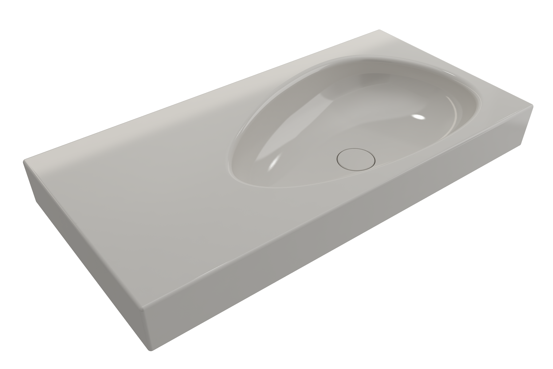 BOCCHI Etna 36" Palette Shaped Wallmount Fireclay Bathroom Sink, Biscuit, 1115-014-0125
