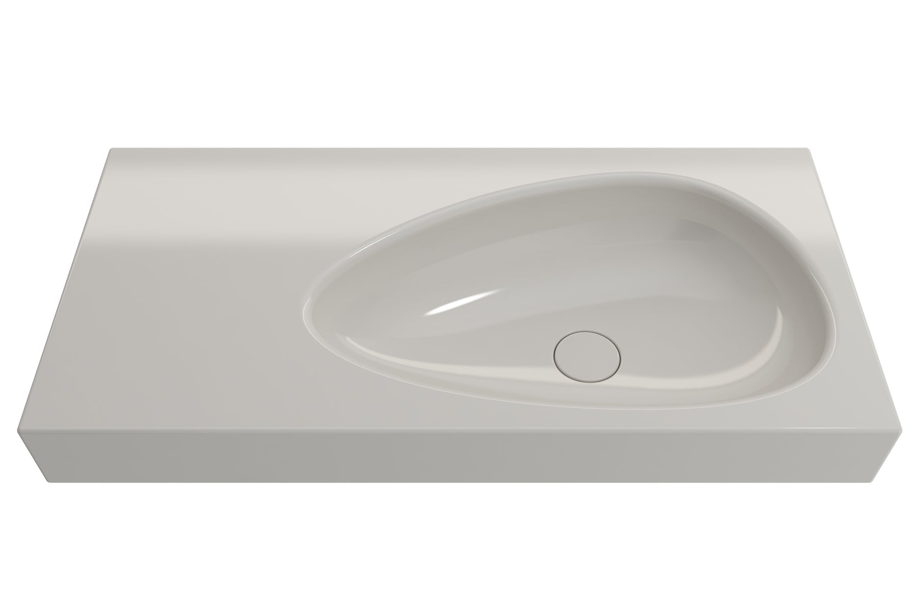 BOCCHI Etna 36" Palette Shaped Wallmount Fireclay Bathroom Sink, Biscuit, 1115-014-0125