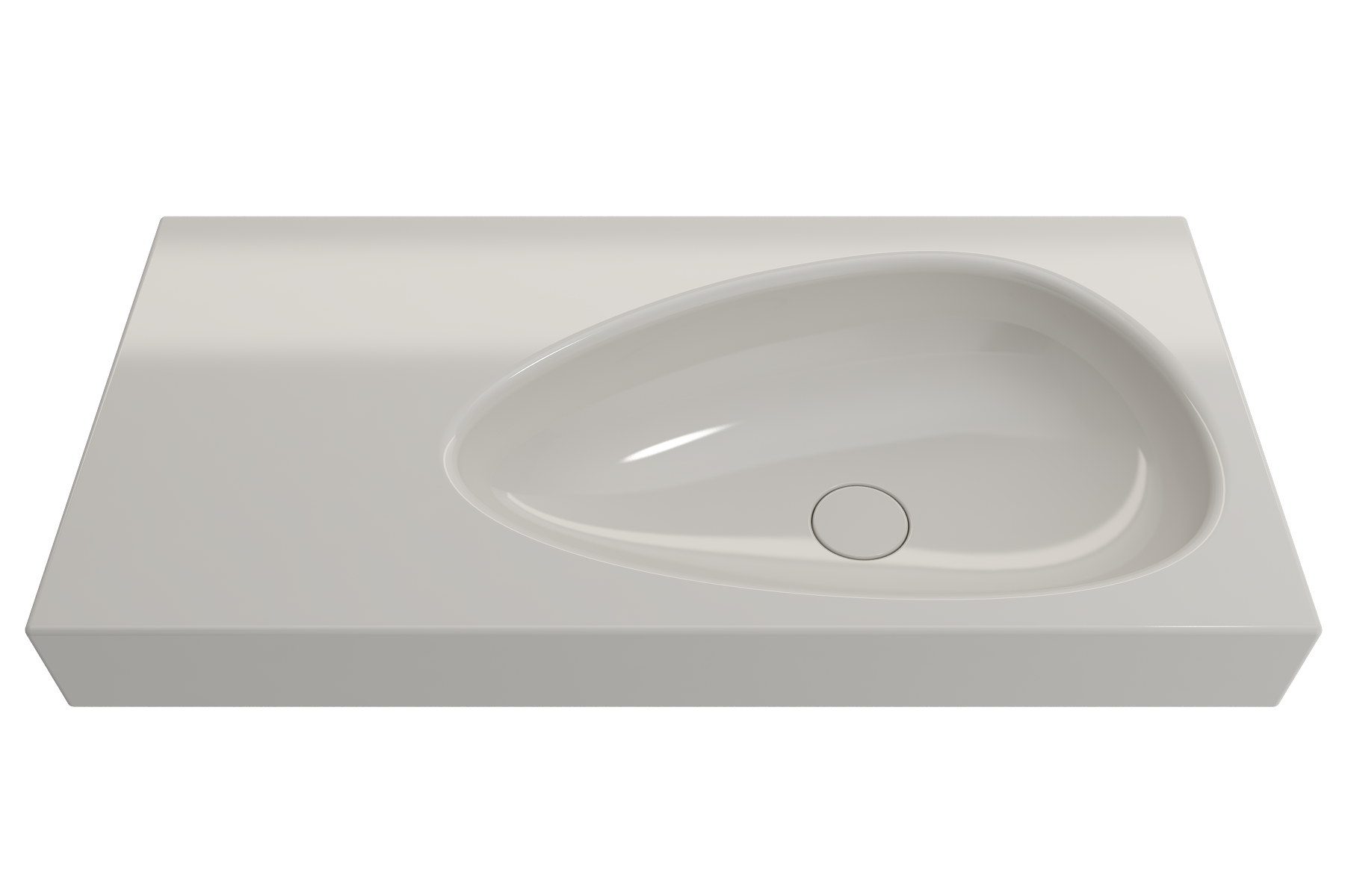 BOCCHI Etna 36" Palette Shaped Wallmount Fireclay Bathroom Sink, Biscuit, 1115-014-0125
