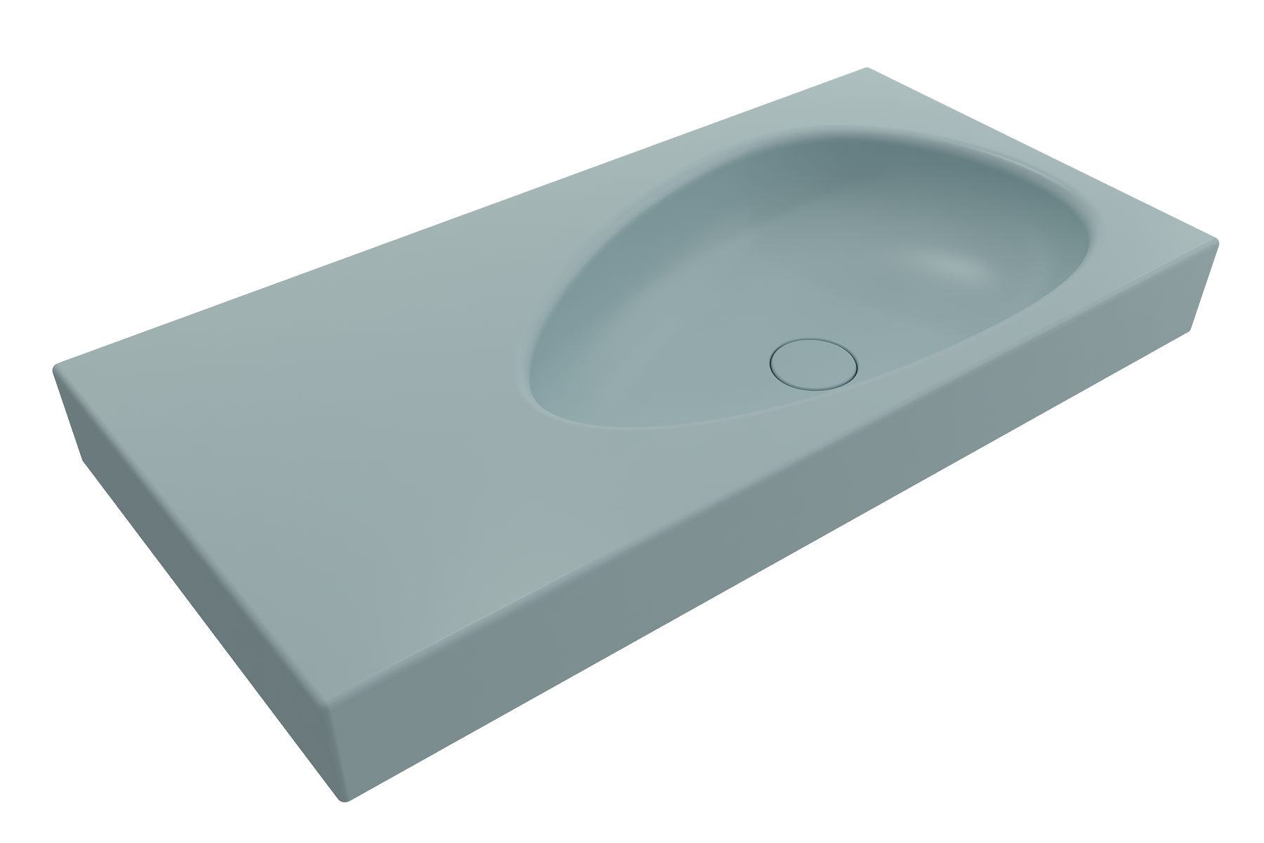 BOCCHI Etna 36" Palette Shaped Wallmount Fireclay Bathroom Sink, Matte Ice Blue, 1115-029-0125