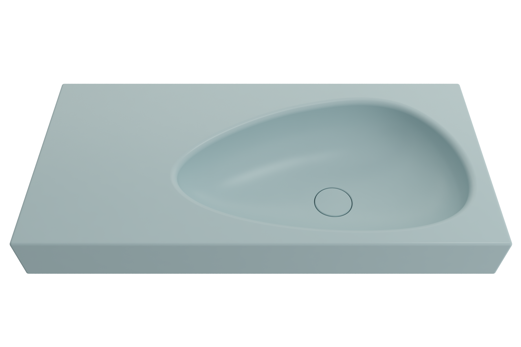 BOCCHI Etna 36" Palette Shaped Wallmount Fireclay Bathroom Sink, Matte Ice Blue, 1115-029-0125
