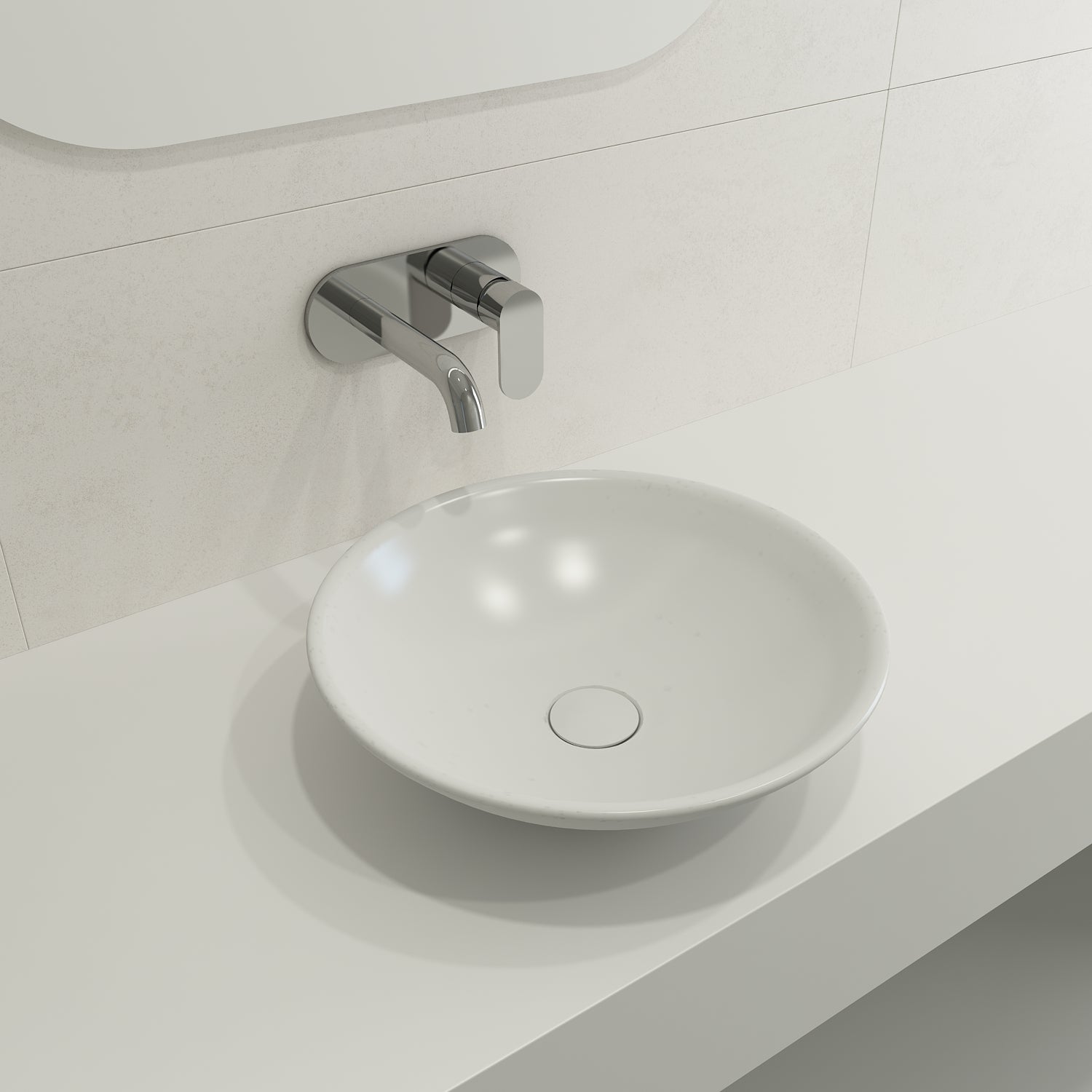 BOCCHI Venezia 16" Round Vessel Fireclay Bathroom Sink, Matte White, 1120-002-0125