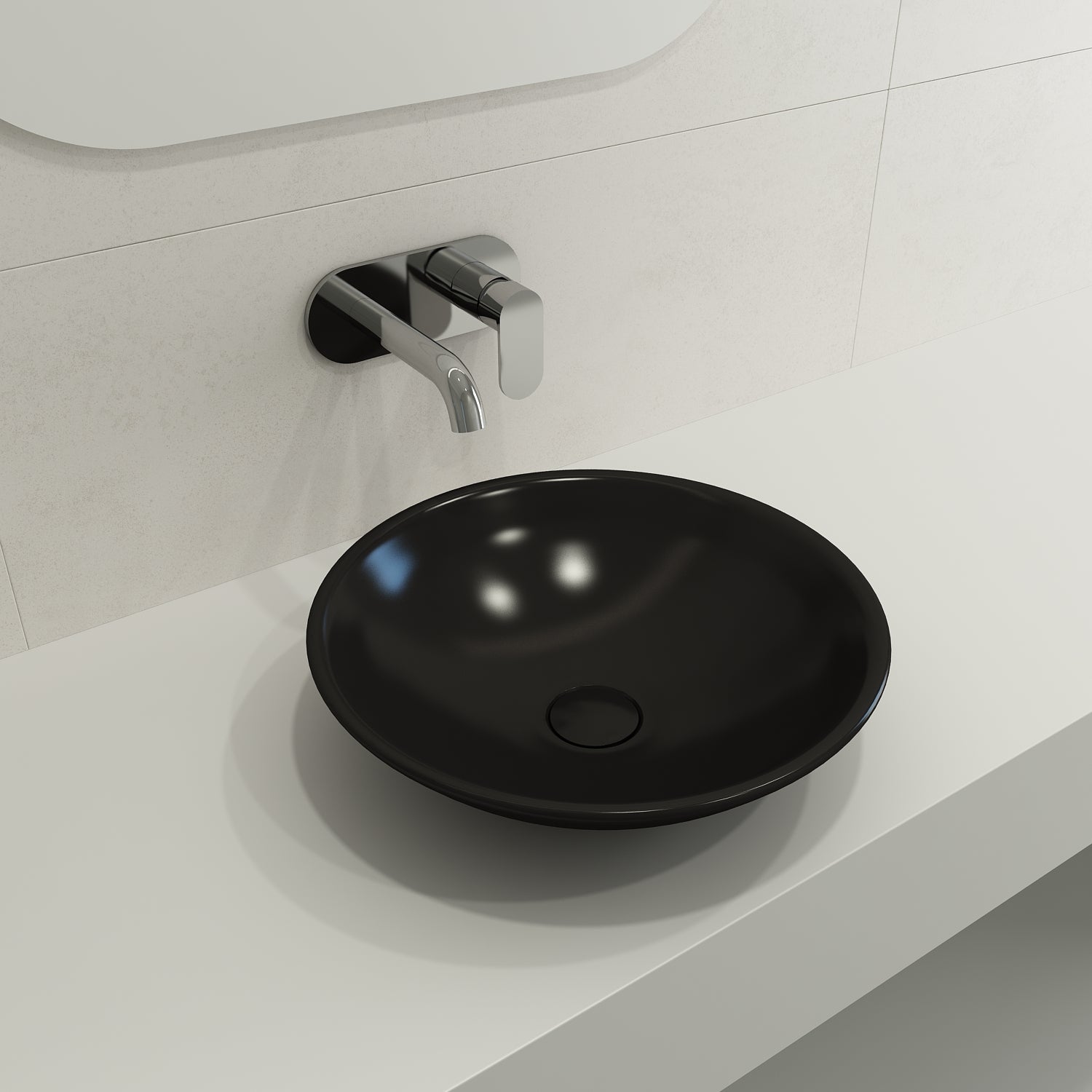BOCCHI Venezia 16" Round Vessel Fireclay Bathroom Sink, Matte Black, 1120-004-0125