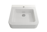 BOCCHI Parma 20" Rectangle Wallmount Fireclay Bathroom Sink, White, Single Faucet Hole, 1122-001-0126