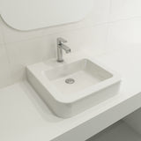 BOCCHI Parma 20" Rectangle Wallmount Fireclay Bathroom Sink, White, Single Faucet Hole, 1122-001-0126