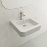 BOCCHI Parma 20" Rectangle Wallmount Fireclay Bathroom Sink, Matte White, Single Faucet Hole, 1122-002-0126