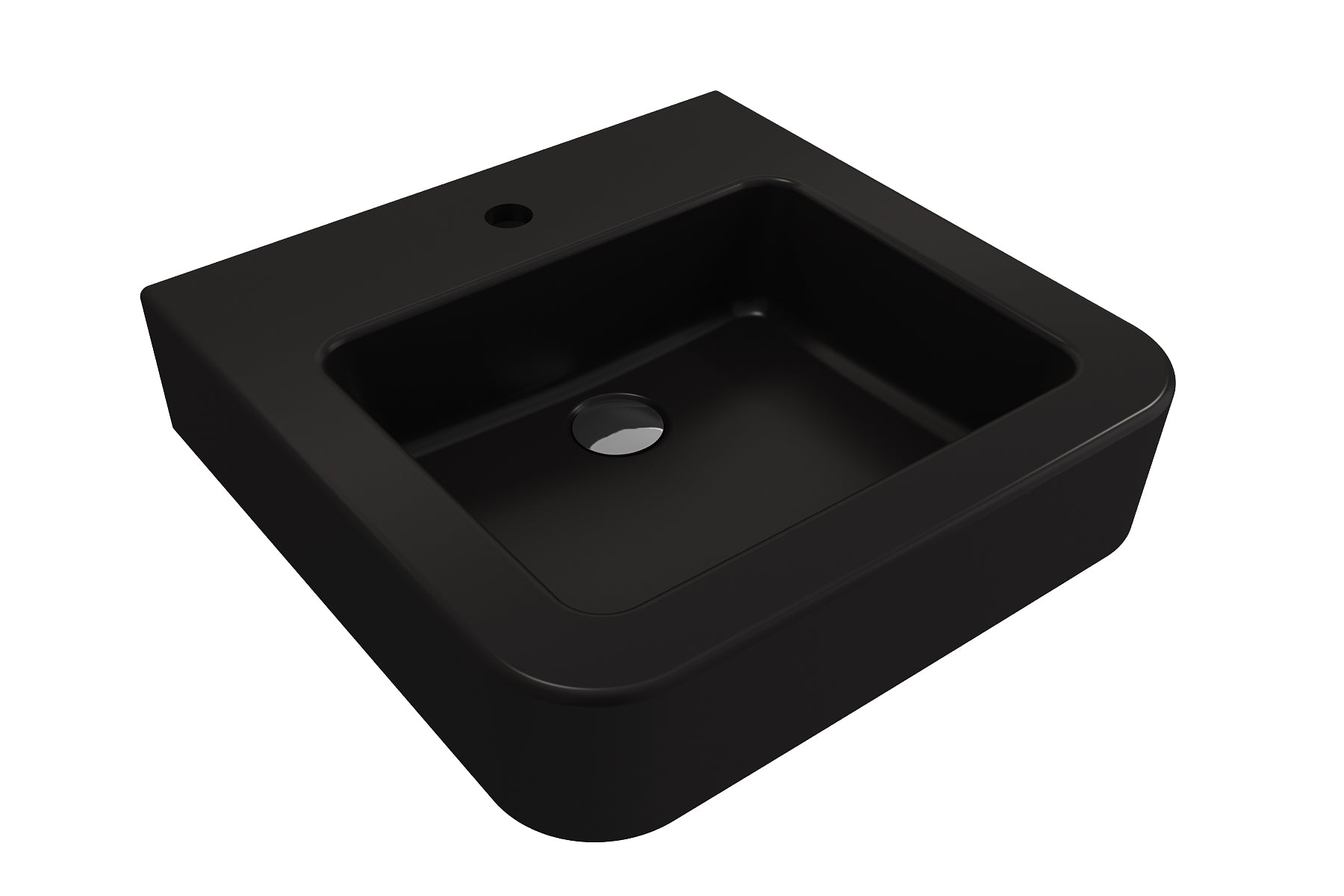 Alternate Image for BOCCHI Parma 20" Rectangle Wallmount Fireclay Bathroom Sink, Matte Black, Single Faucet Hole, 1122-004-0126