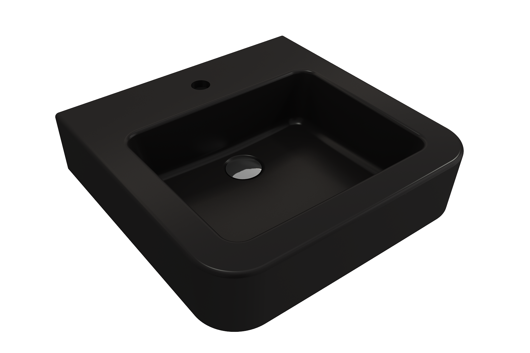 Alternate Image for BOCCHI Parma 20" Rectangle Wallmount Fireclay Bathroom Sink, Matte Black, Single Faucet Hole, 1122-004-0126