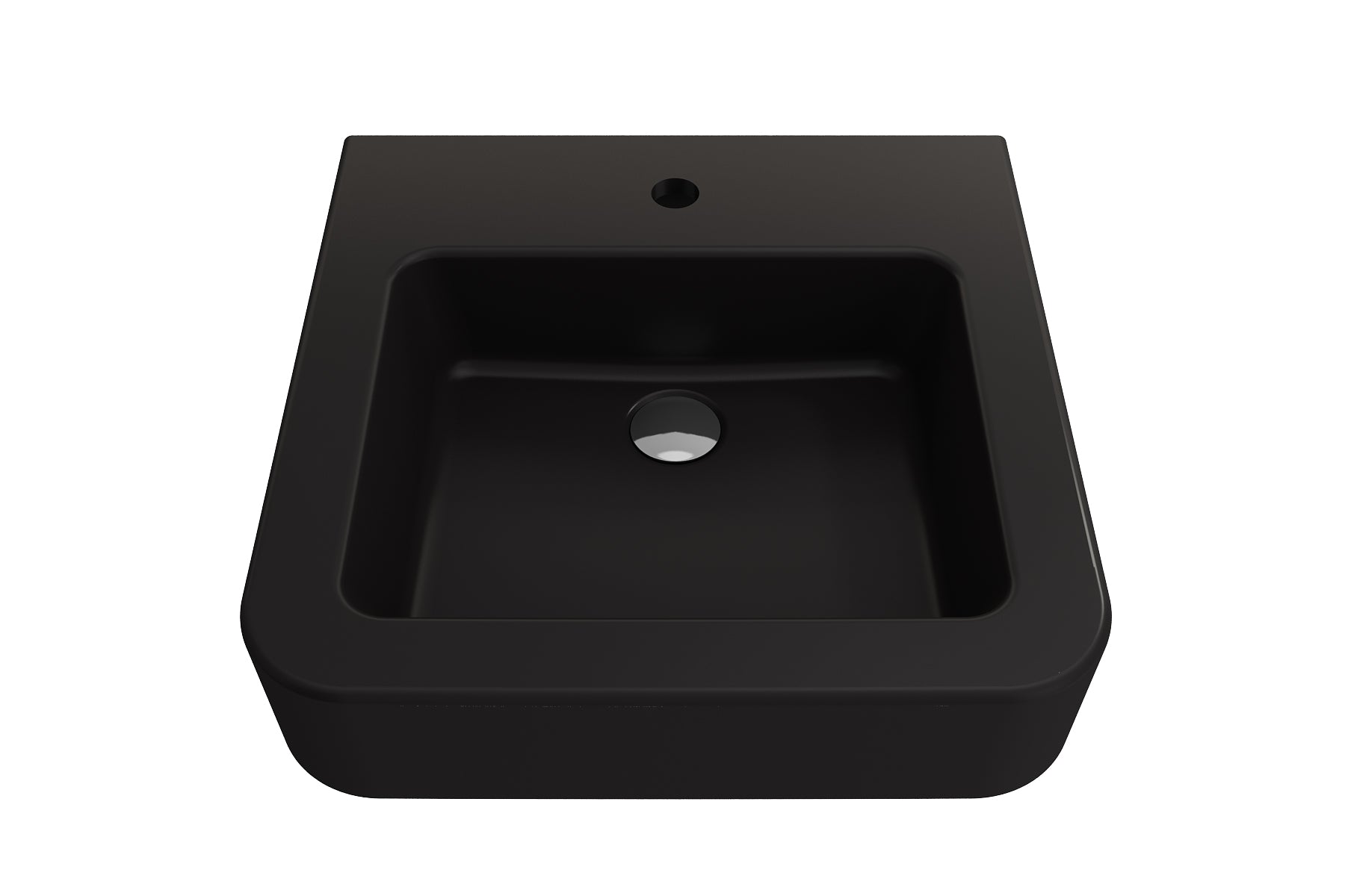 Alternate Image for BOCCHI Parma 20" Rectangle Wallmount Fireclay Bathroom Sink, Matte Black, Single Faucet Hole, 1122-004-0126