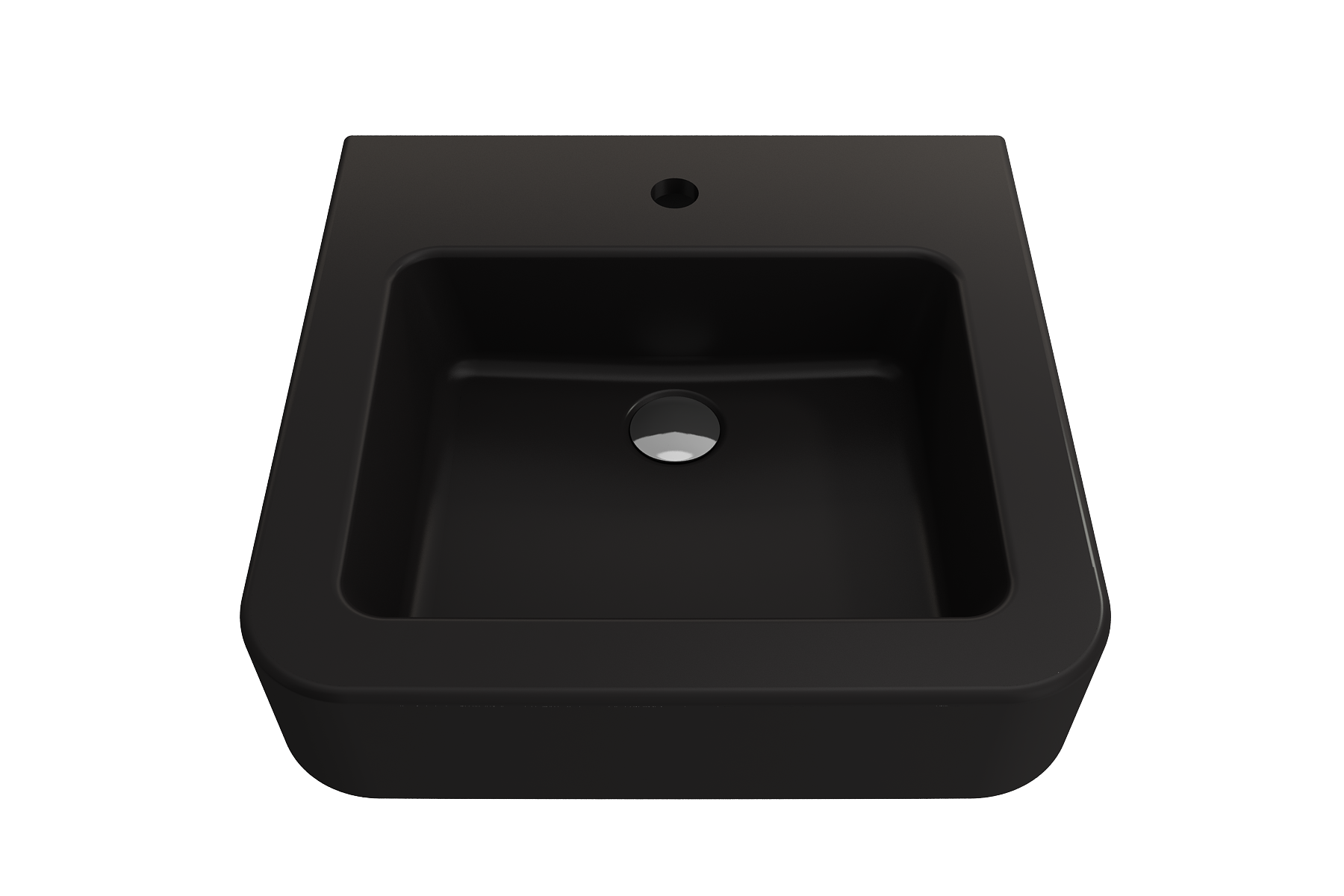 Alternate Image for BOCCHI Parma 20" Rectangle Wallmount Fireclay Bathroom Sink, Matte Black, Single Faucet Hole, 1122-004-0126