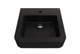 BOCCHI Parma 20" Rectangle Wallmount Fireclay Bathroom Sink, Matte Black, Single Faucet Hole, 1122-004-0126