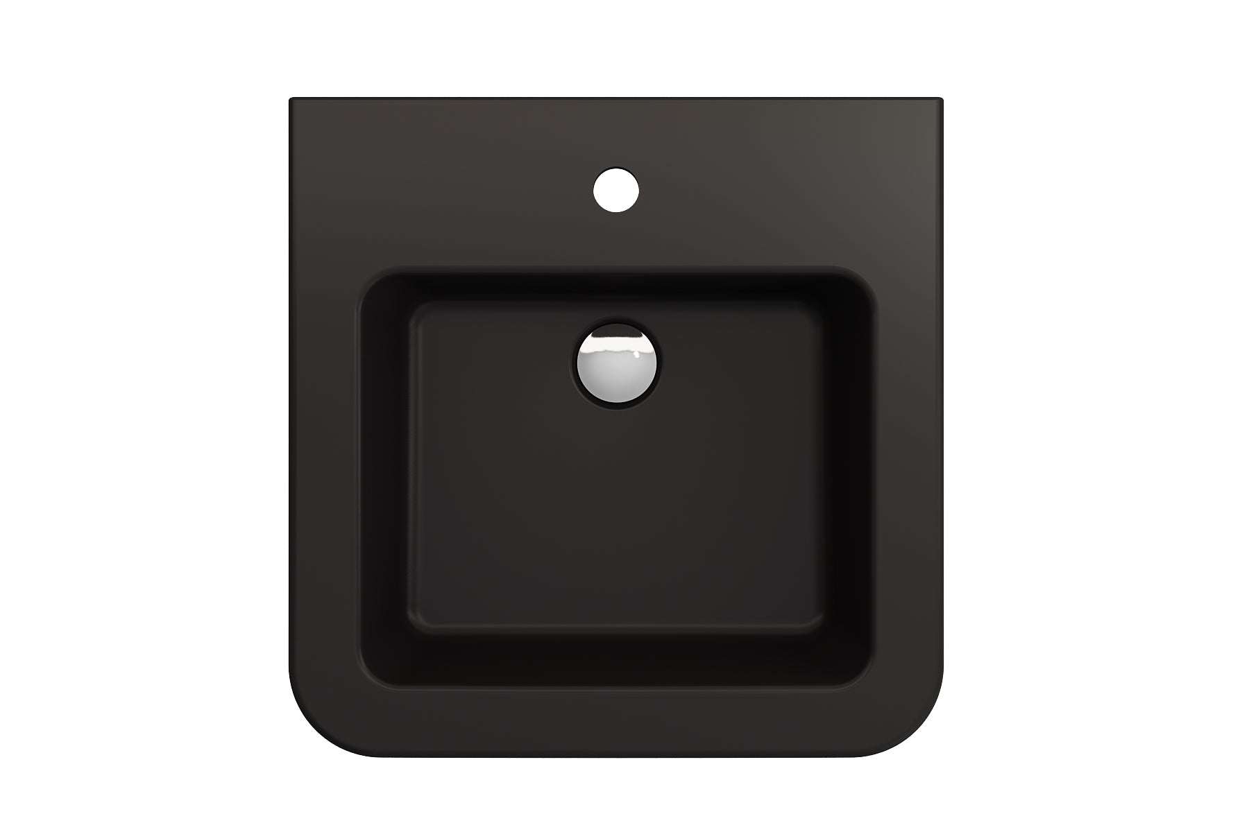 Alternate Image for BOCCHI Parma 20" Rectangle Wallmount Fireclay Bathroom Sink, Matte Black, Single Faucet Hole, 1122-004-0126