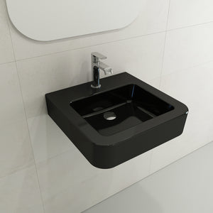 Alternate Image for BOCCHI Parma 20" Rectangle Wallmount Fireclay Bathroom Sink, Black, Single Faucet Hole, 1122-005-0126