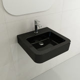 BOCCHI Parma 20" Rectangle Wallmount Fireclay Bathroom Sink, Black, Single Faucet Hole, 1122-005-0126