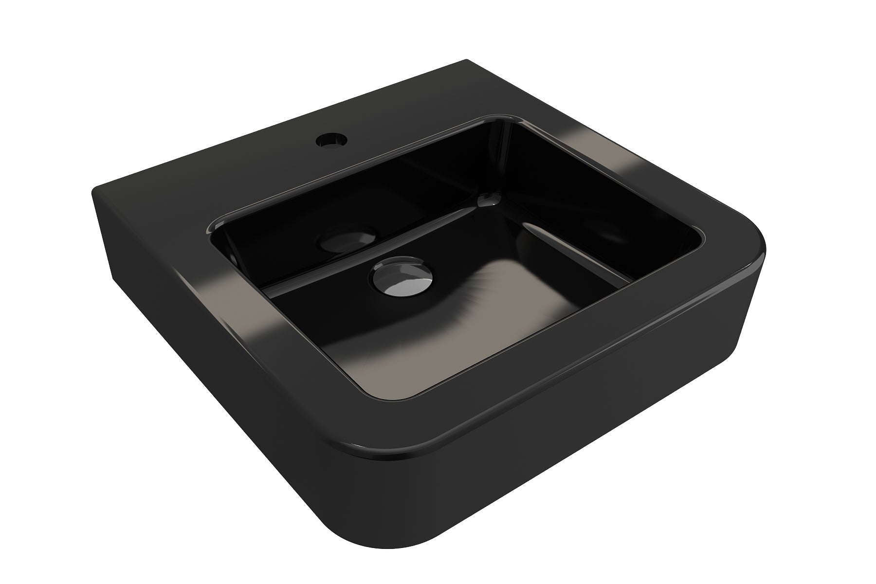 BOCCHI Parma 20" Rectangle Wallmount Fireclay Bathroom Sink, Black, Single Faucet Hole, 1122-005-0126