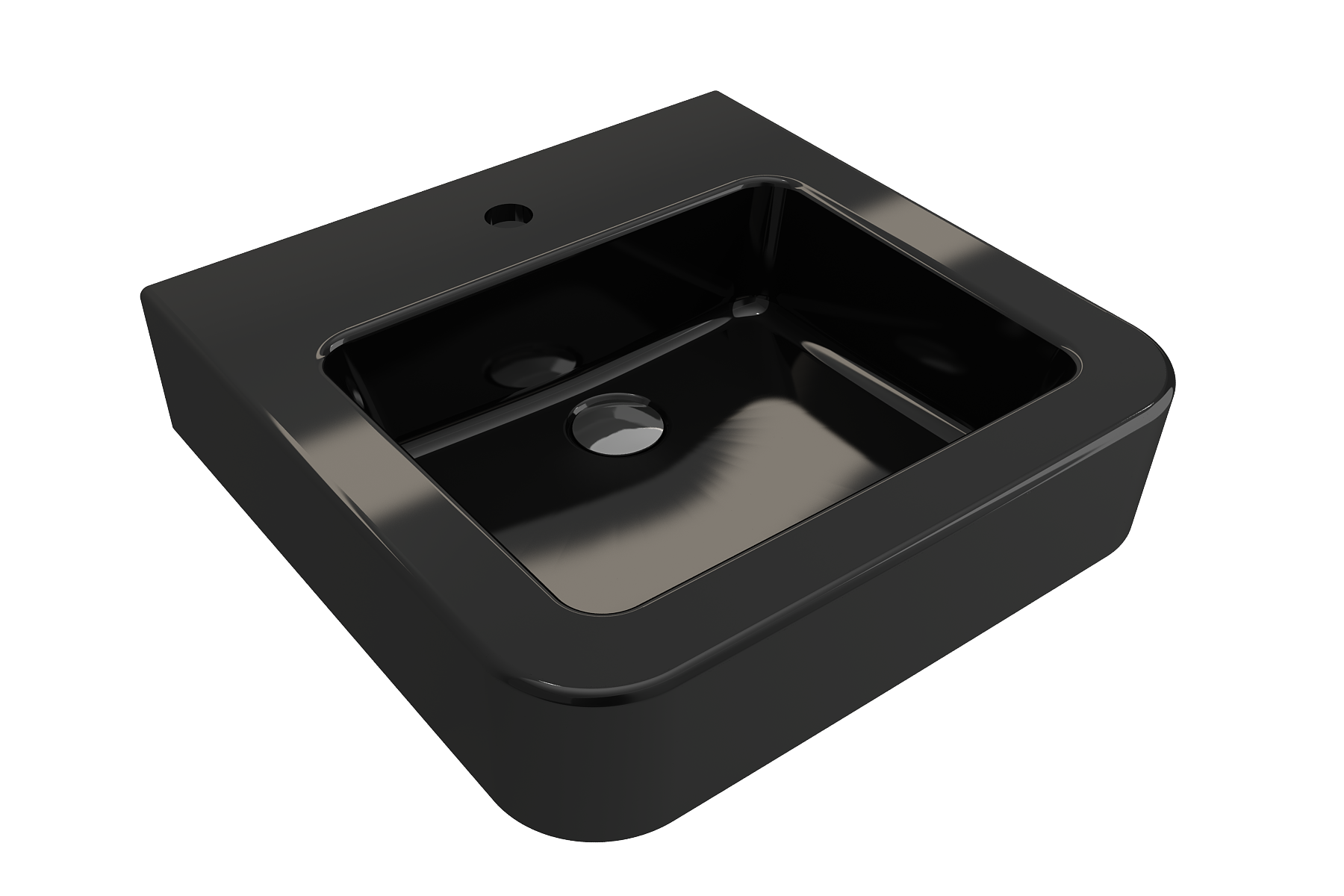 BOCCHI Parma 20" Rectangle Wallmount Fireclay Bathroom Sink, Black, Single Faucet Hole, 1122-005-0126