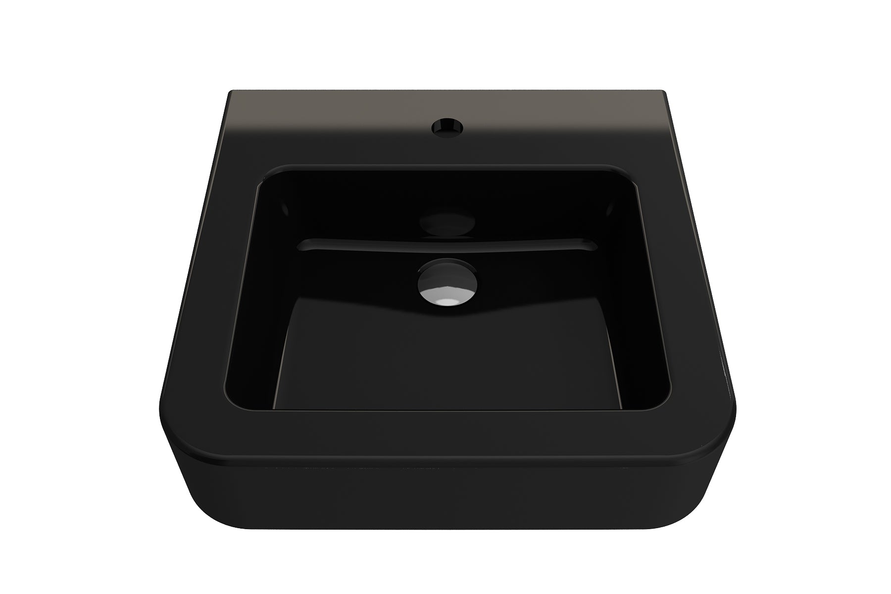 BOCCHI Parma 20" Rectangle Wallmount Fireclay Bathroom Sink, Black, Single Faucet Hole, 1122-005-0126