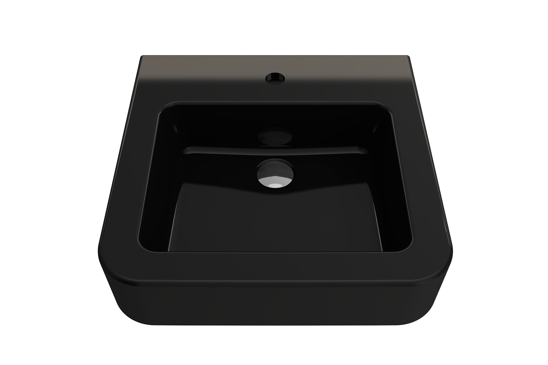 BOCCHI Parma 20" Rectangle Wallmount Fireclay Bathroom Sink, Black, Single Faucet Hole, 1122-005-0126