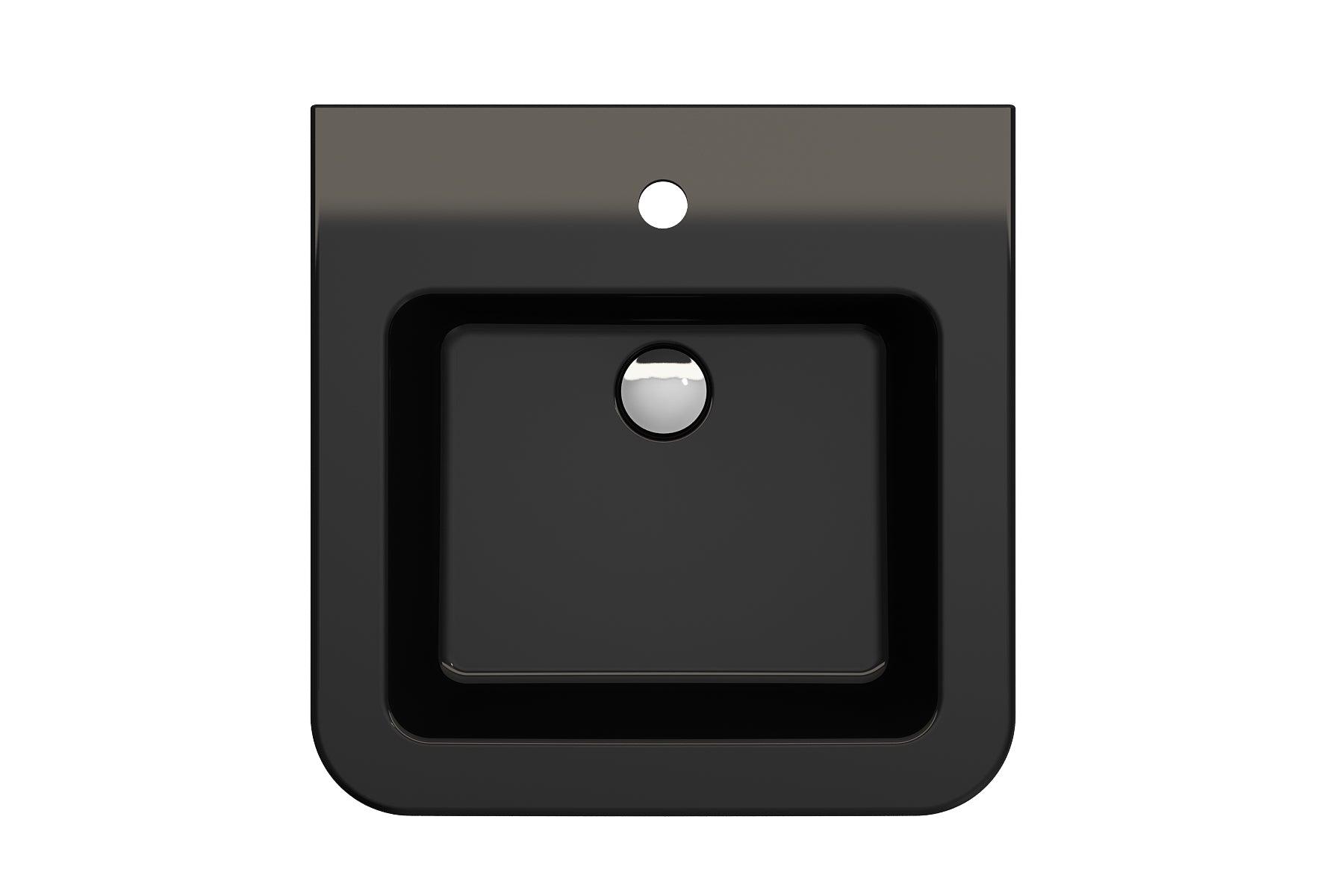 BOCCHI Parma 20" Rectangle Wallmount Fireclay Bathroom Sink, Black, Single Faucet Hole, 1122-005-0126