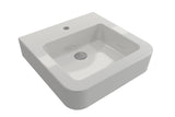 BOCCHI Parma 20" Rectangle Wallmount Fireclay Bathroom Sink, Biscuit, Single Faucet Hole, 1122-014-0126