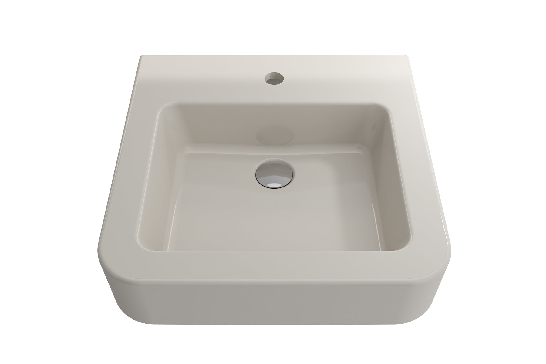 BOCCHI Parma 20" Rectangle Wallmount Fireclay Bathroom Sink, Biscuit, Single Faucet Hole, 1122-014-0126
